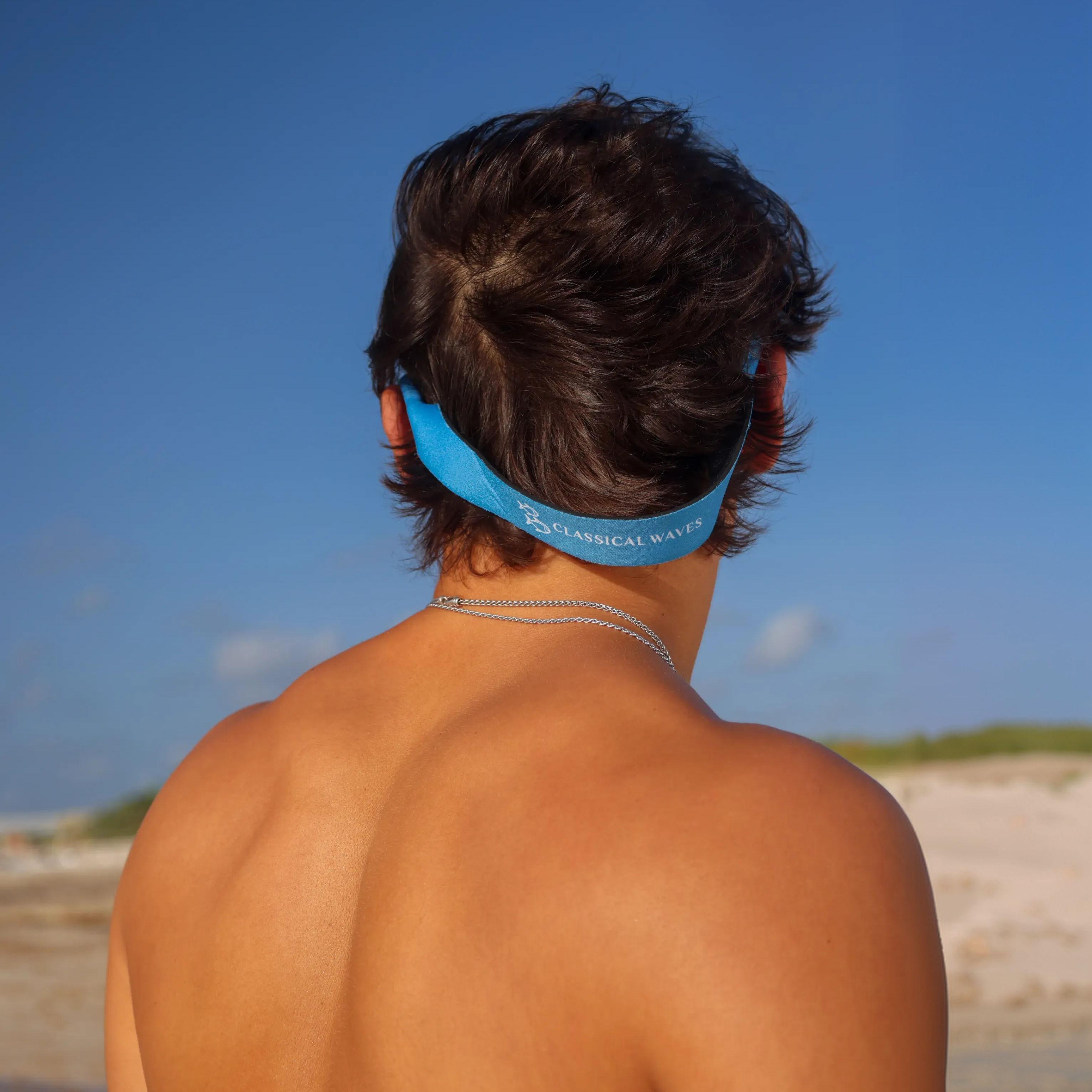 Breathable blue headband and fishing apparel for outdoor ocean adventures