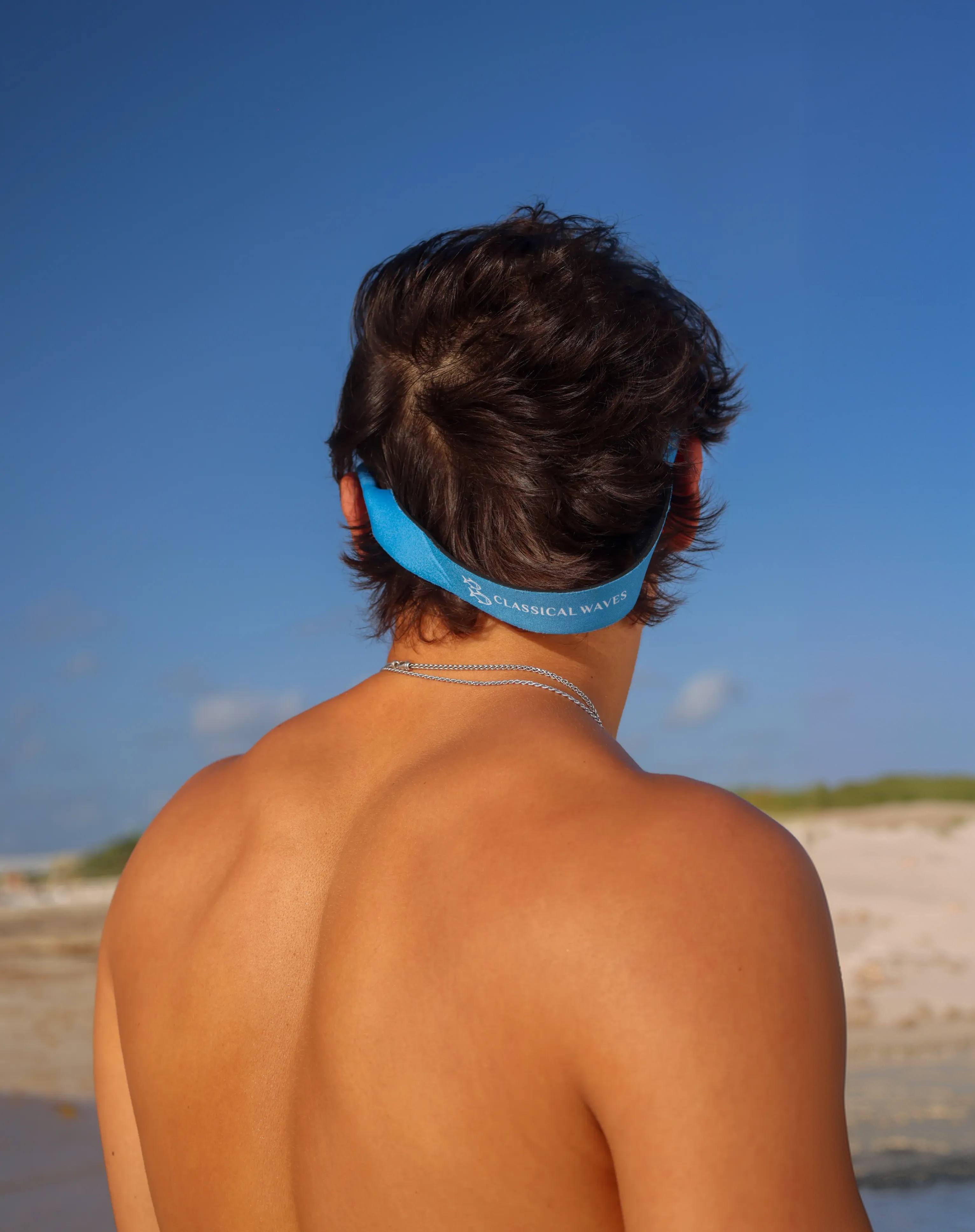 Breathable blue headband and fishing apparel for outdoor ocean adventures
